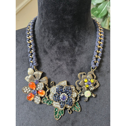 Multicolor Floral Statement Bib Necklace
