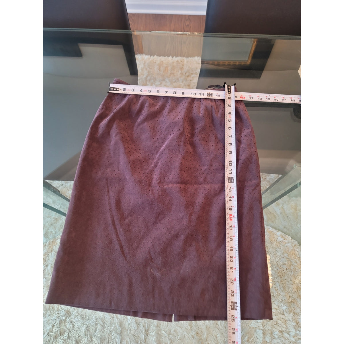 Le Suit Skirt Set Women's SZ 10 Brown Pin-Dot Fully Lined Back Slit long Sleeve