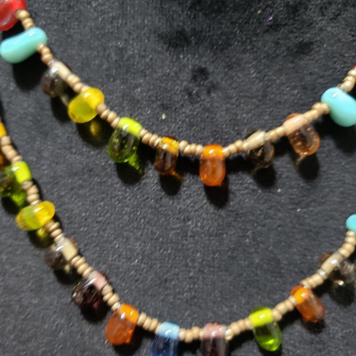 Womens Fashion Double Strand Multicolor Boho Style Beaded Elegant Necklace