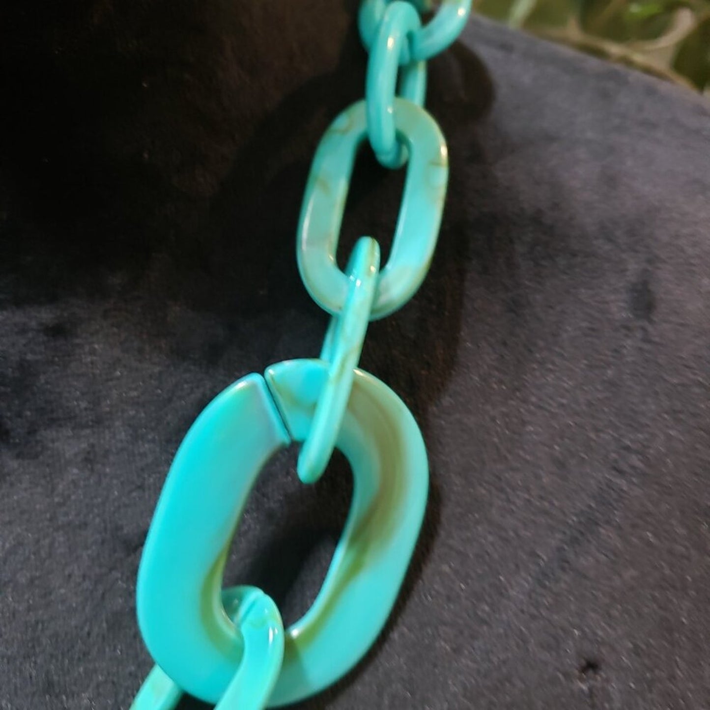 Womens Green Marble Link Cluster Chain Necklace Jewelry with Lobster Clasp