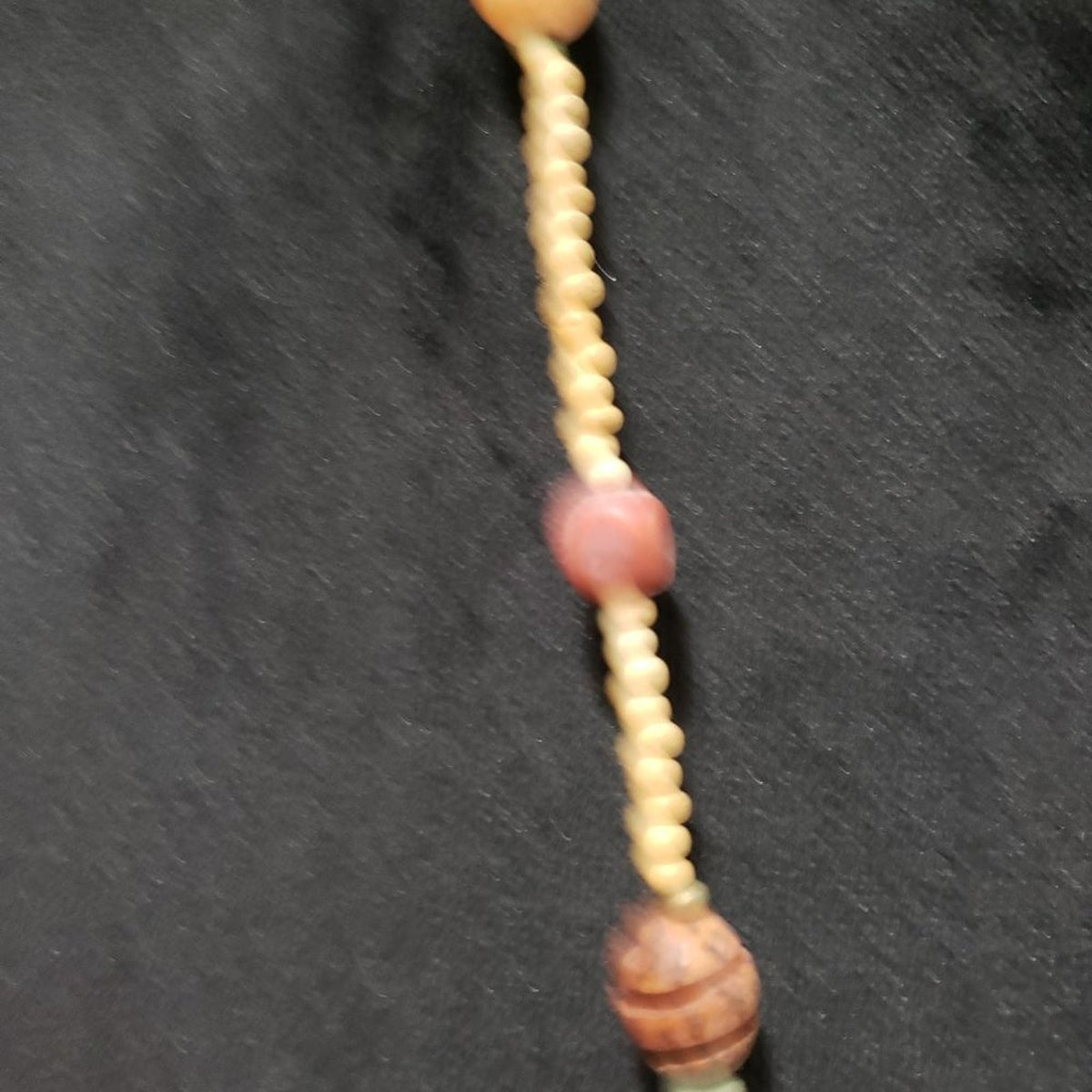 Womens Fashion Multi Wood Beaded Brass Tassel Statement Long Strand Necklace