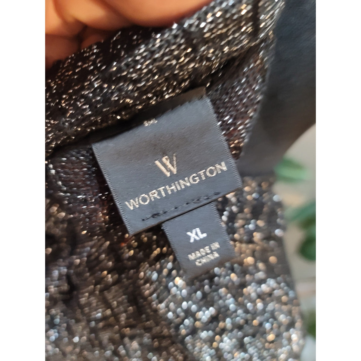 Worthington Shrug Sweater Women's Size XL Black/Silver Cocoon Wrap Open Front
