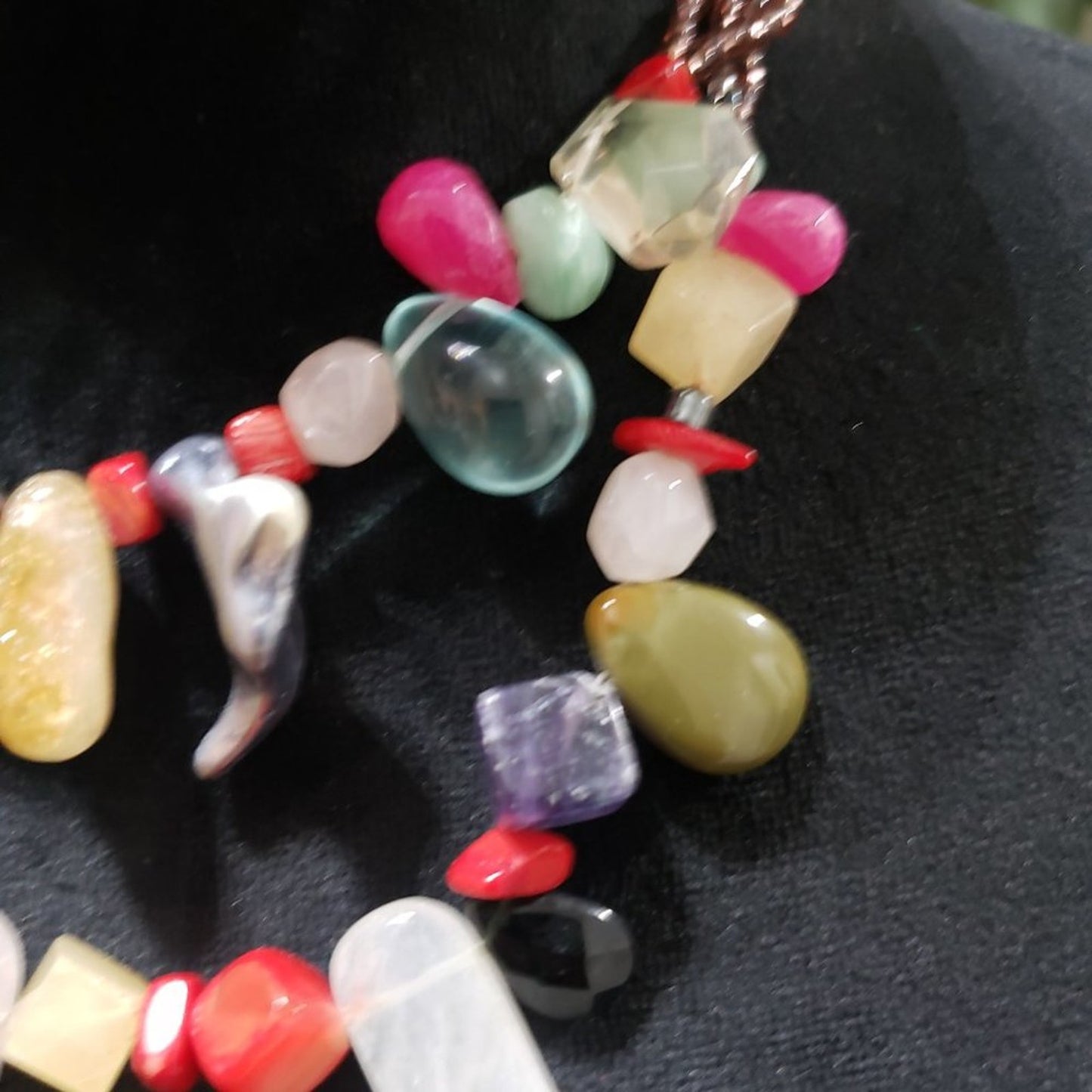 Women's Multi Stone Gemstone Adjustable Double Strand Necklace