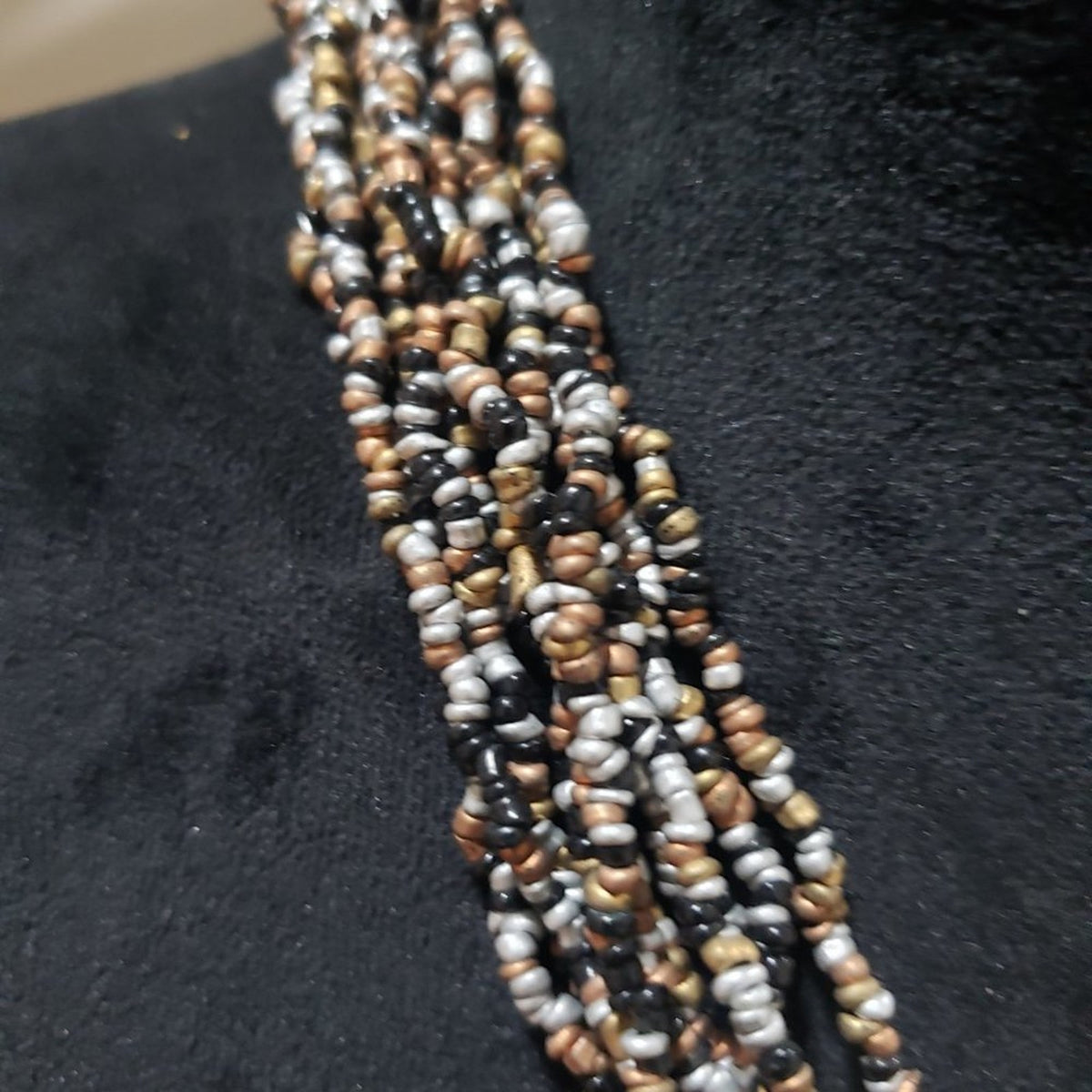 Womens Fashion Multi Strand Multicolor Glass Seed Beaded Choker Necklace