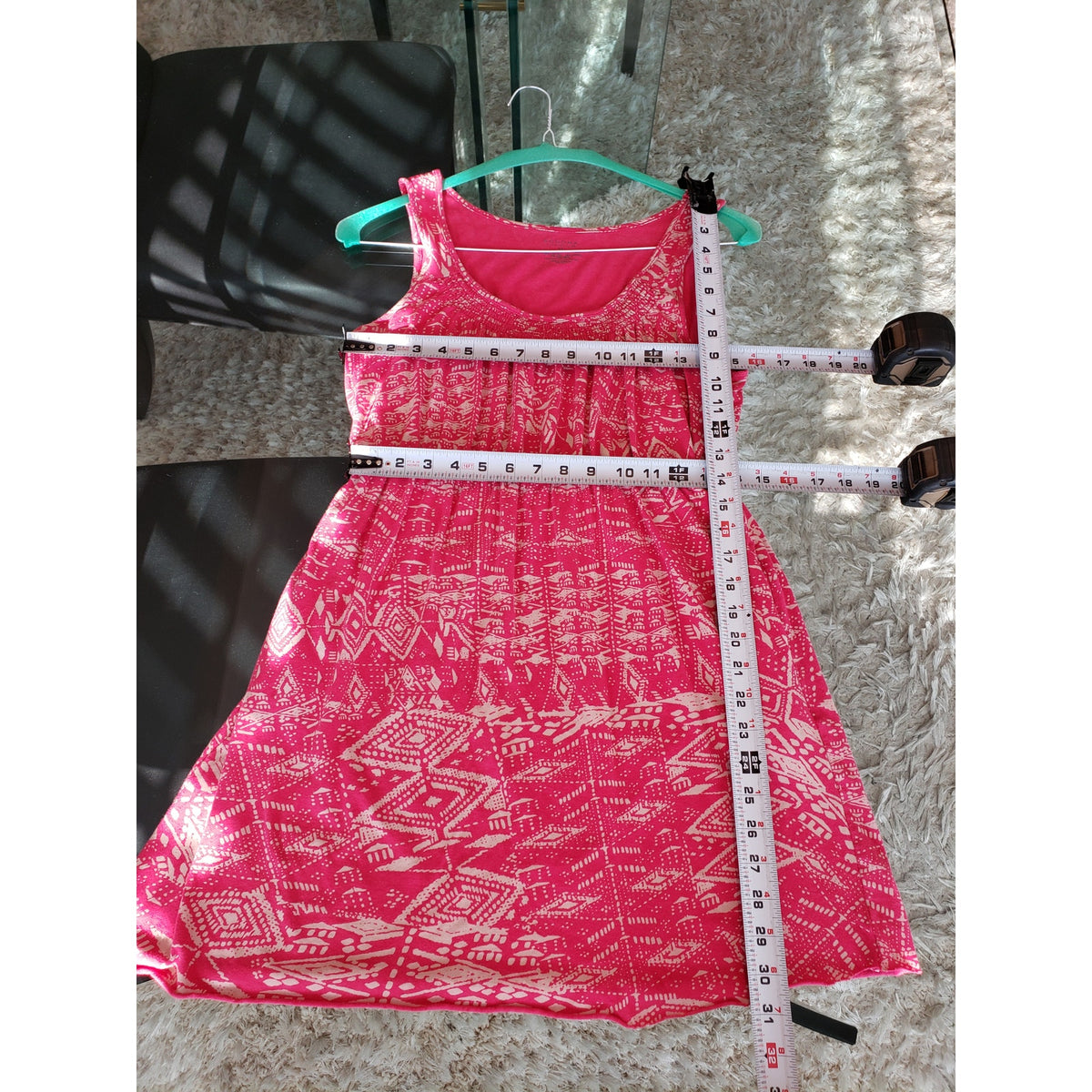 Sonoma Knee Length Dress Women's Medium Pink Round Neck Sleeveless Cinch Waist