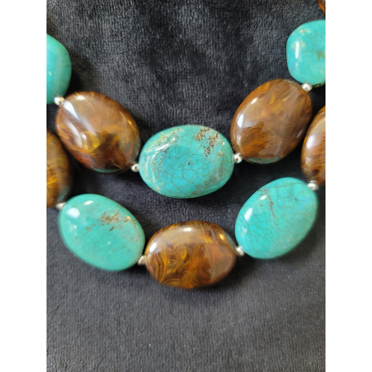 Women’s Chunky Jasper Beaded Statement Necklace With Silver Chain Adjust Clasp