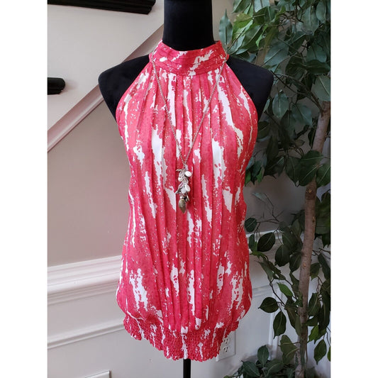 Cato Women's White Pink Polka Dot Ruffled Polyester Sleeveless Top Blouse 18/20W