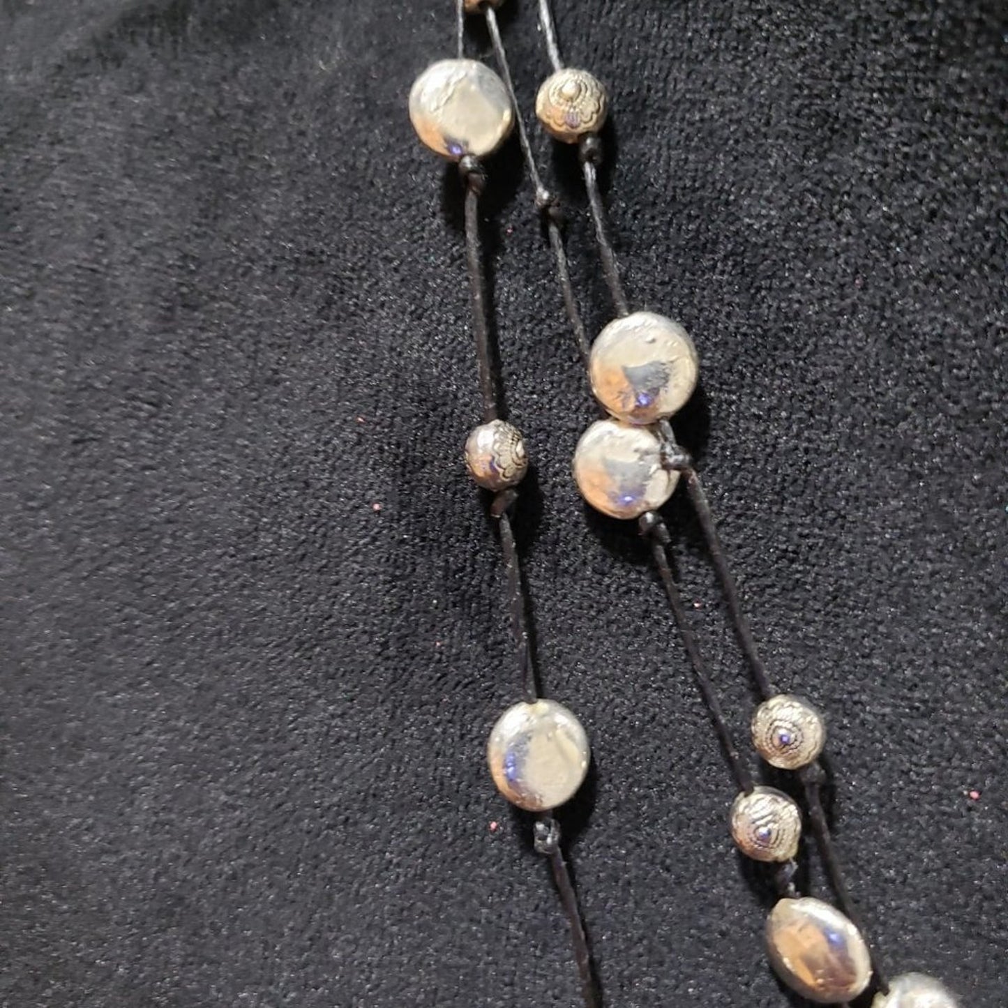 Womens Fashion Fleur-De-Lis Pendant Silver 3 Strand Necklace with Button Clasp