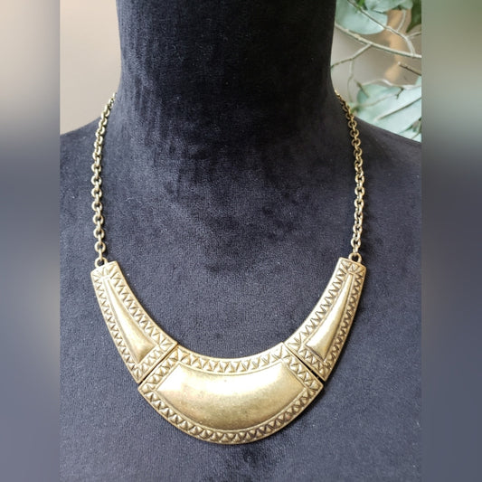 Womens Gold Copper Impeccable Opportunity Design Bib Statement Necklace Lobster