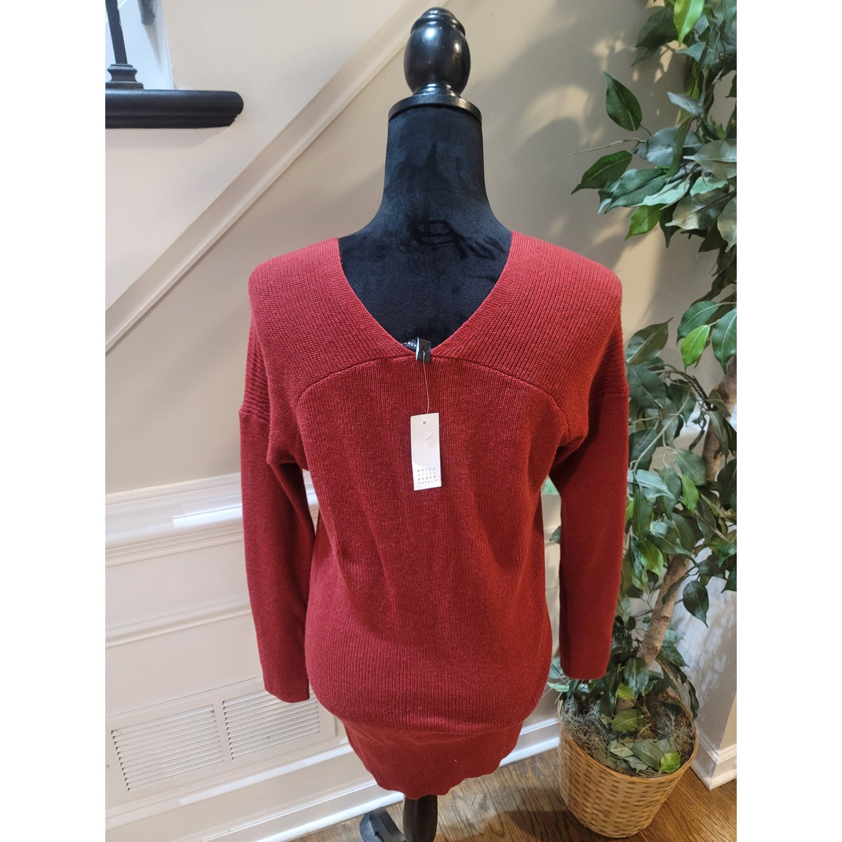 WHBM Tunic Sweater Women's Small Heather Bloodstone Drop Shoulder Ribbed Hem