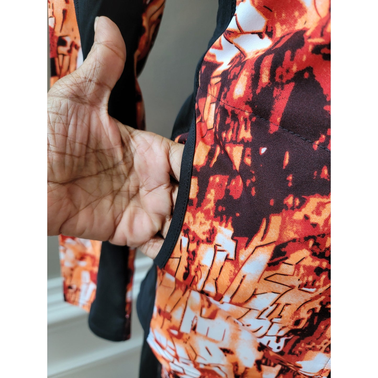 Dolce Bonita Activewear Three Piece Set Women Medium Orange Black Tracksuit