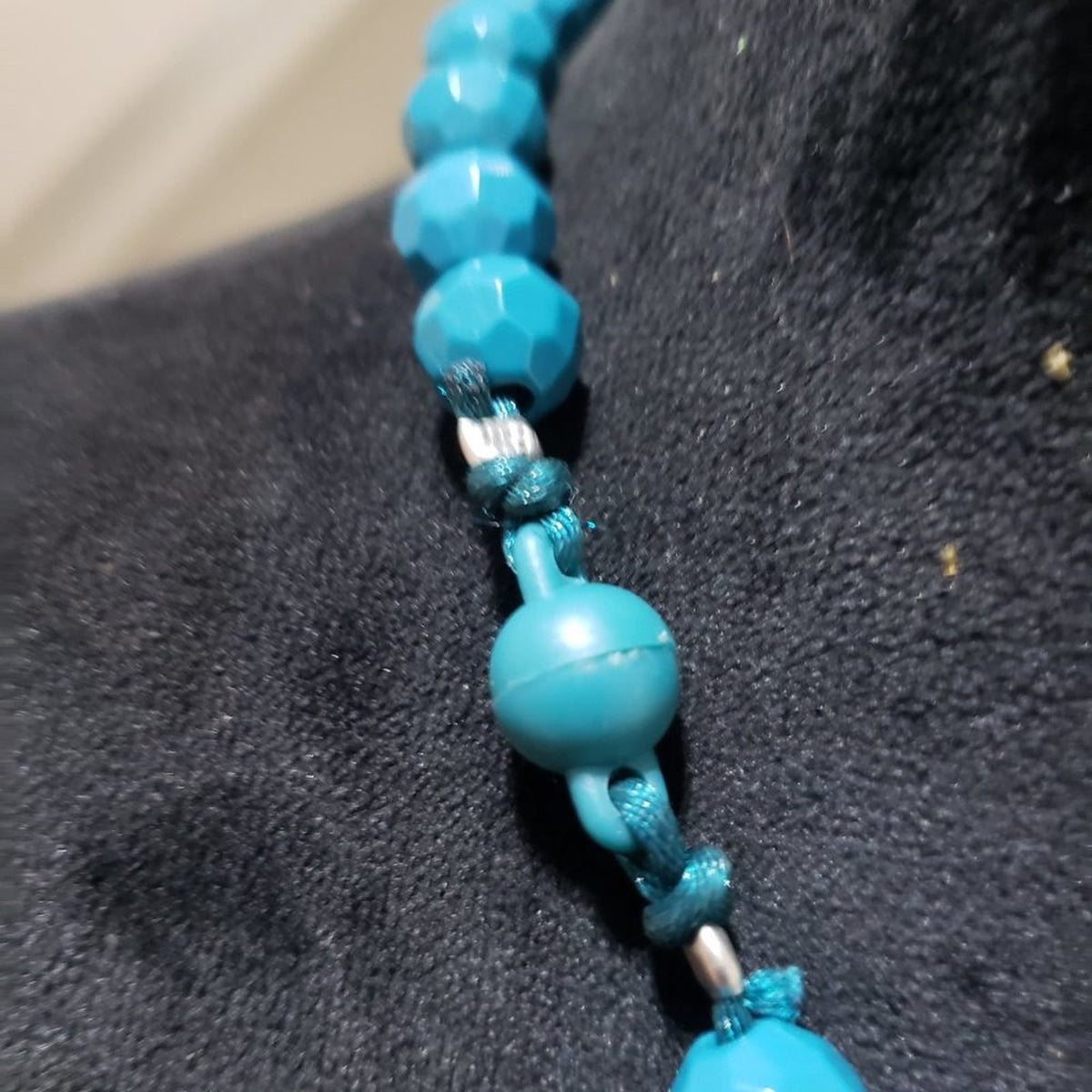 Women's Fashion Blue Turquoise Stone Beaded Big Heart Pendant Necklace