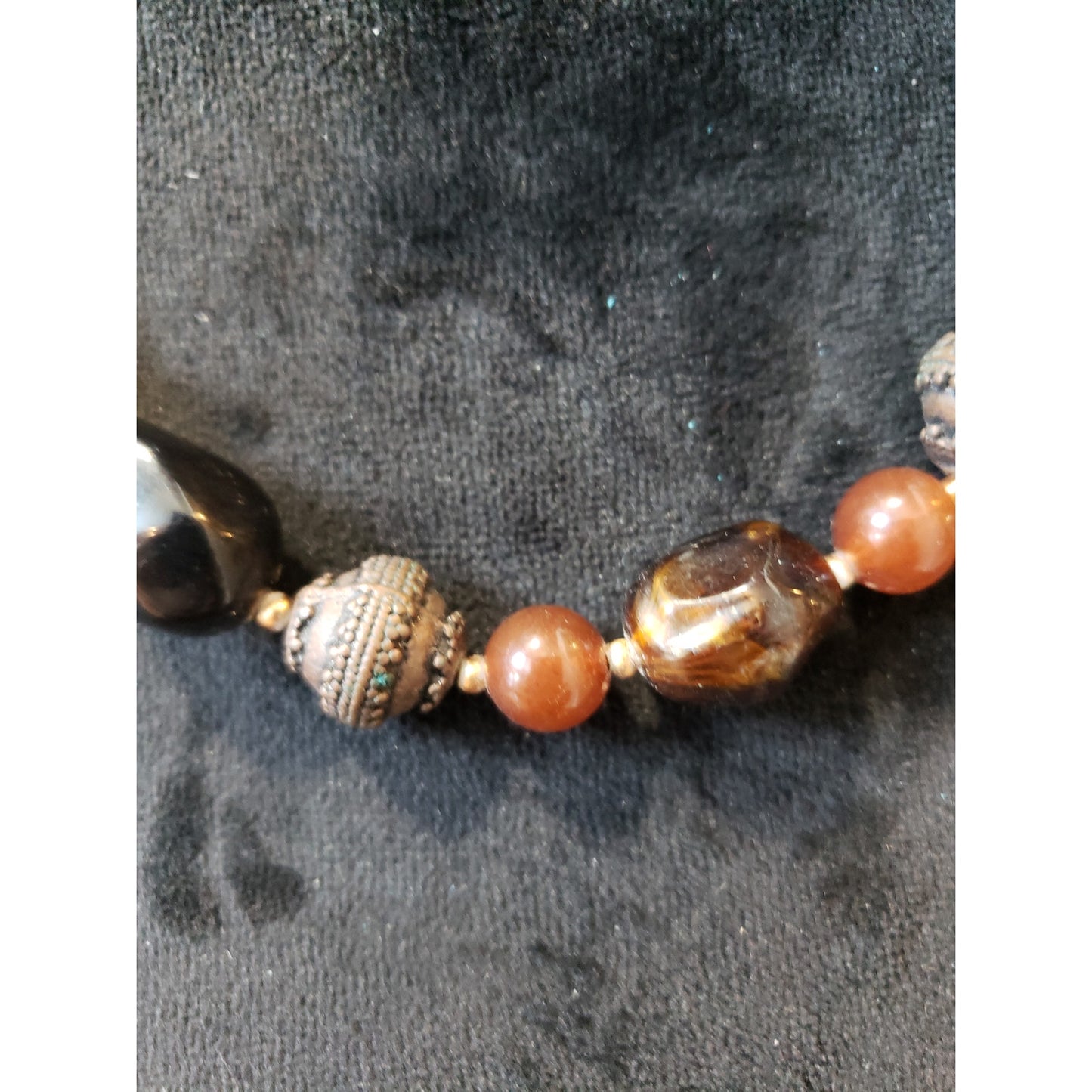 Womens Fashion Tribal Chunky Carnelian Coral Verde Marble Ornate Beads Necklace