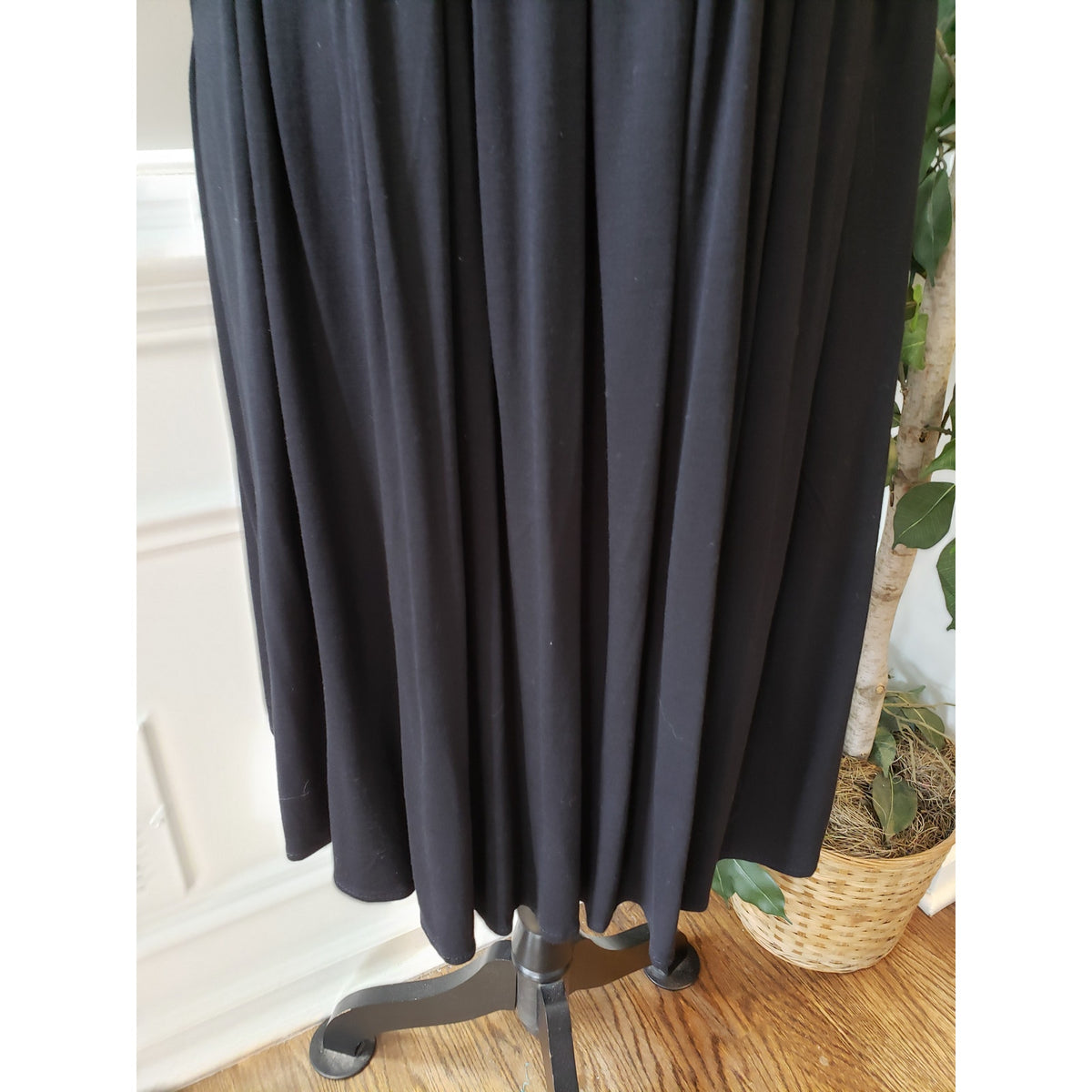 Rubber Ducky Fit & Flare Dress Womens Medium Black Empire Waist Pleated Stretch