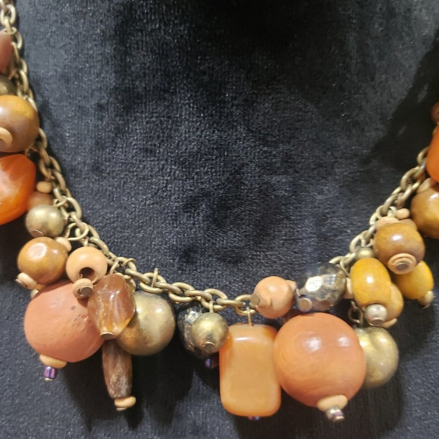 Womens Fashion Gold Tone Chain Multicolor Beaded Necklace with Lobster Clasp