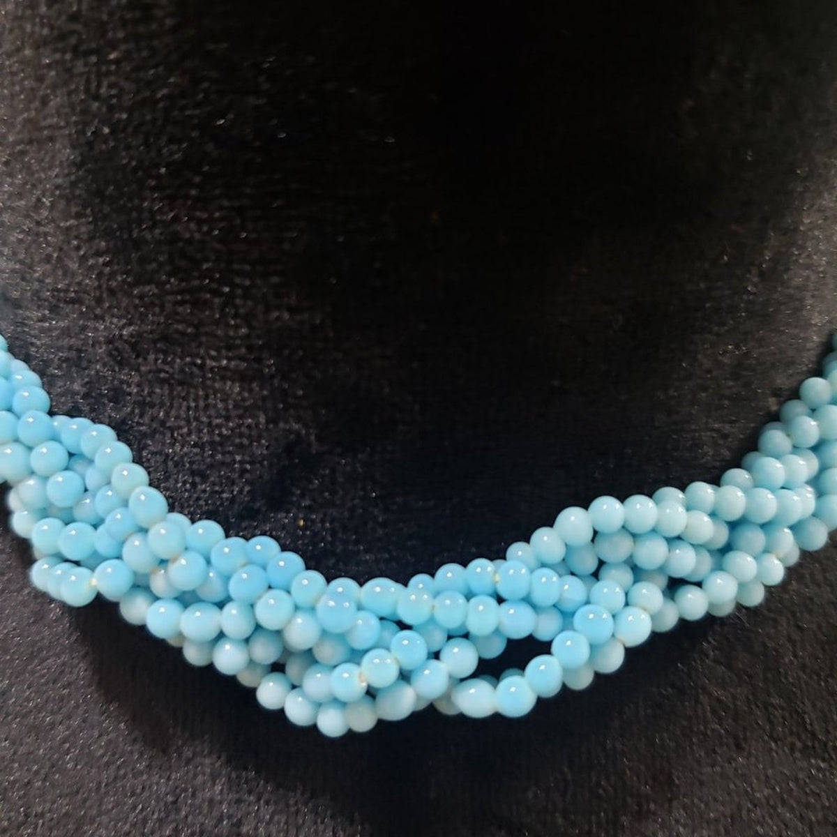 Womens Fashion Blue Amazonite Bead Twisted Choker Necklace with Earrings