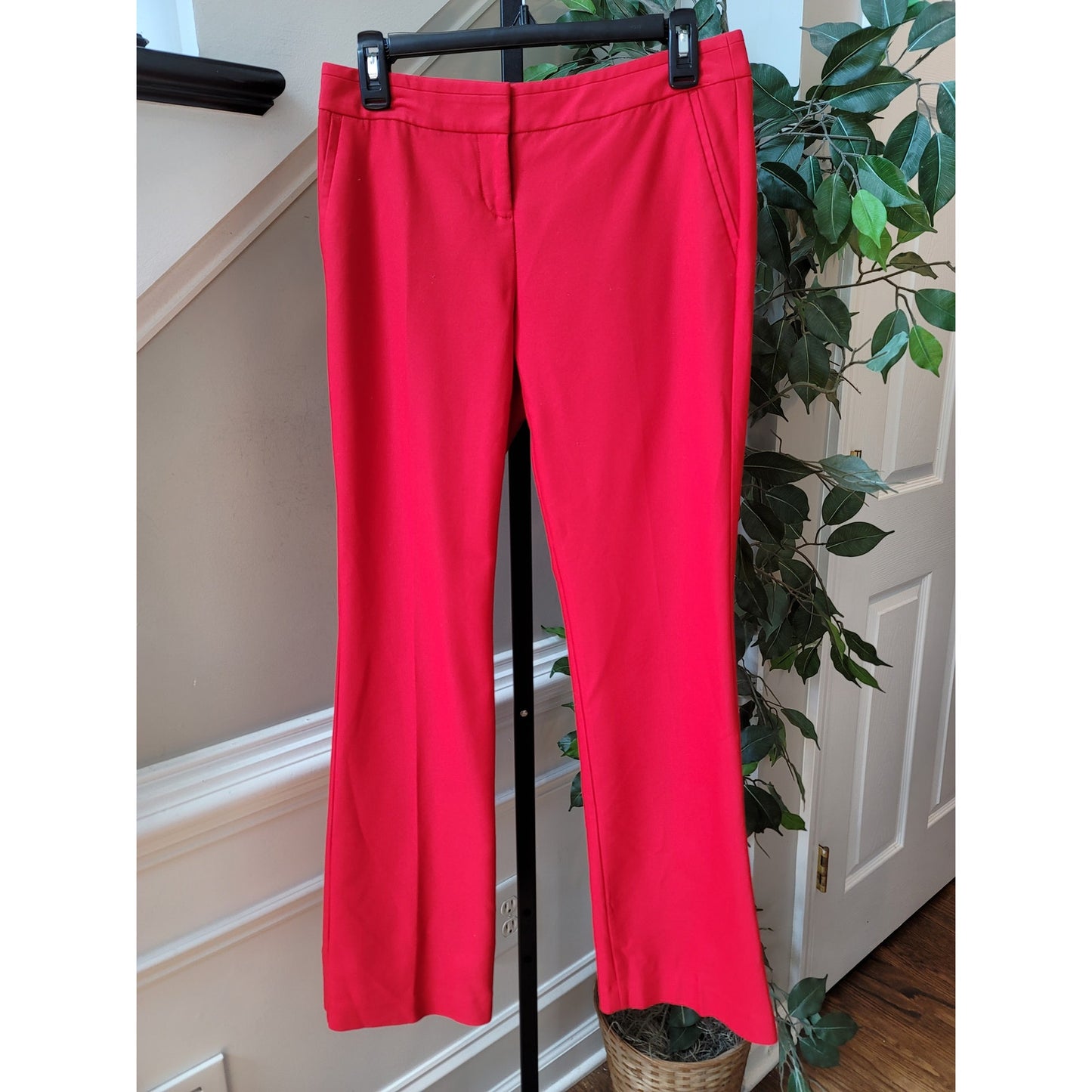 Express Columnist Pants Women's 2R Red Stretch Trousers Slim Fit Work Casual