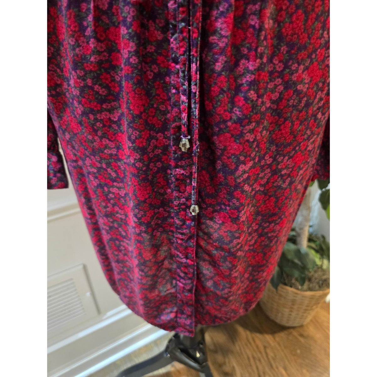 H&M Floral Shirt Dress Women's Size 10 Multicolor Collard Long Sleeves