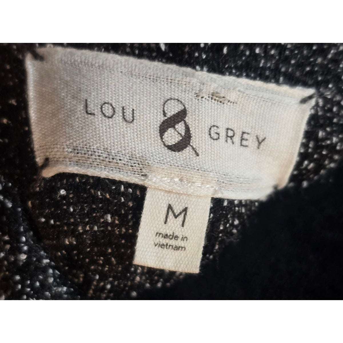 Lou & Grey Knit Dress Women's Size Medium Gray V-Neck Knit Long Sleeves
