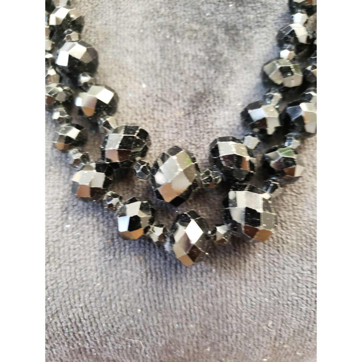 Womens Fashion Assorted Jet Black Faceted Ball Beaded Foldable Necklace Jewelry