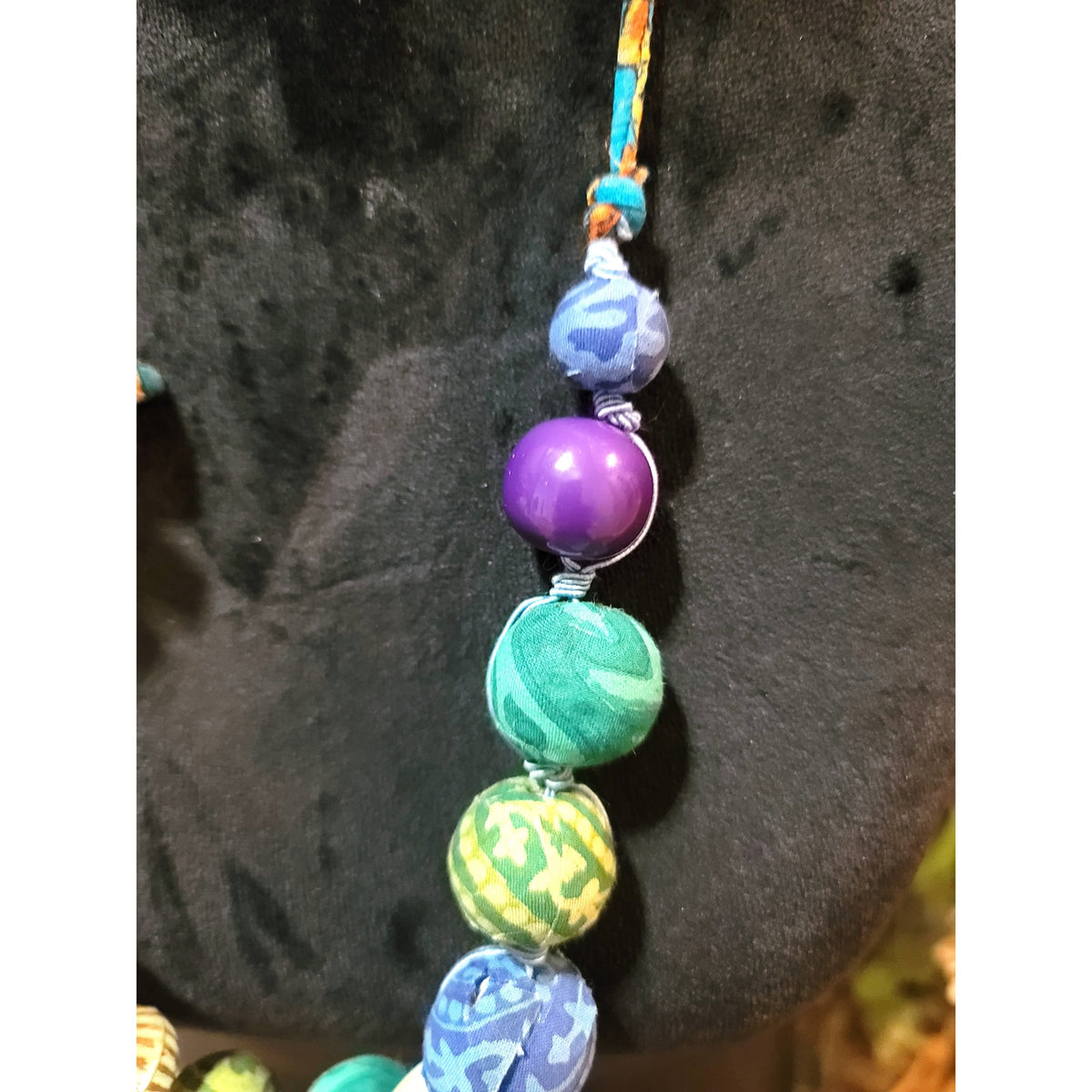 Women's Multicolor Beaded Necklace with Fabric Tie Closure and Unique Design