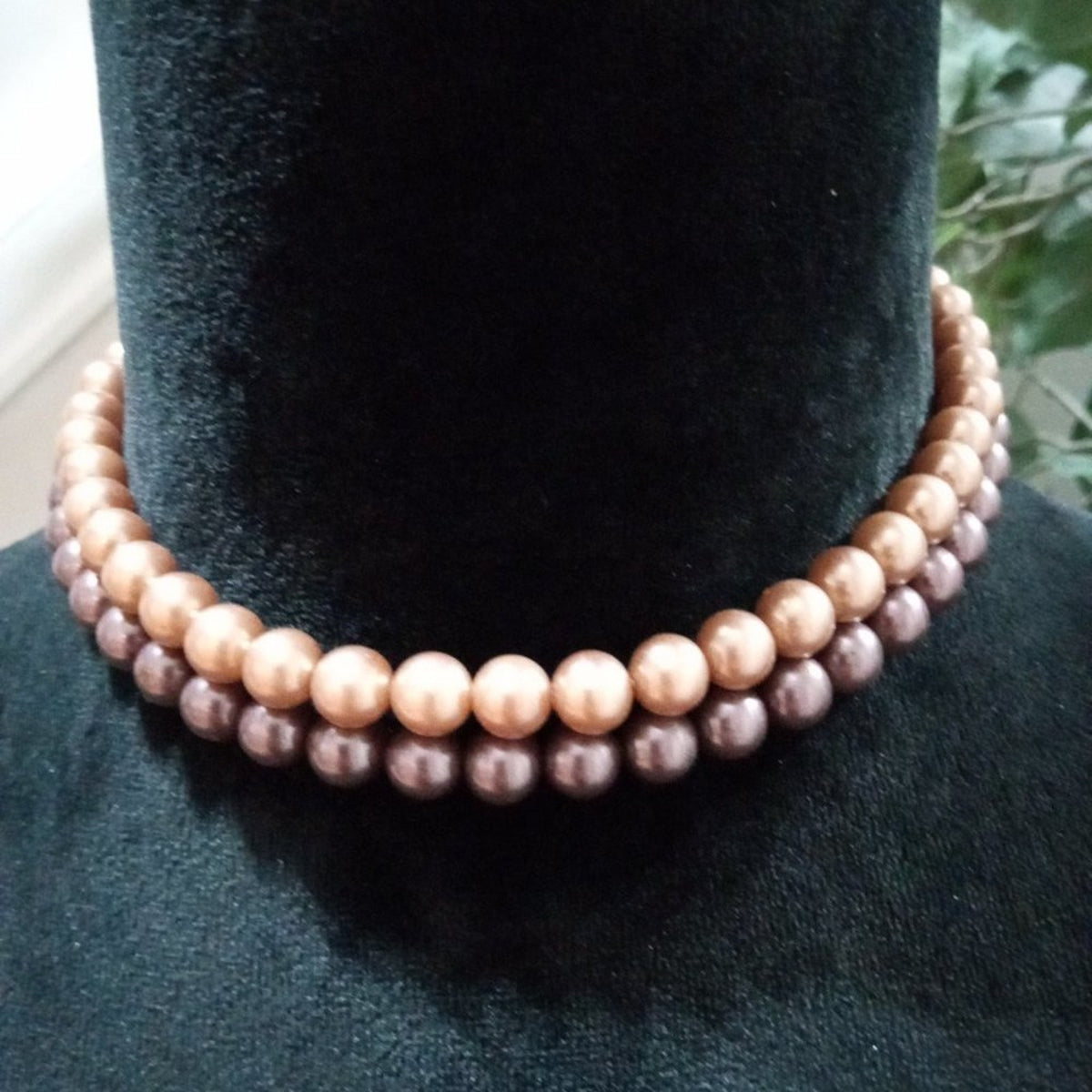 Women's Fashion Double Strand Chunky Freshwater Pearl Beaded Choker Necklace