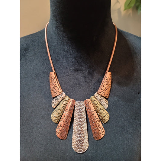 Women's Antique Copper Statement Necklace With Lobster Claw Lock For Women