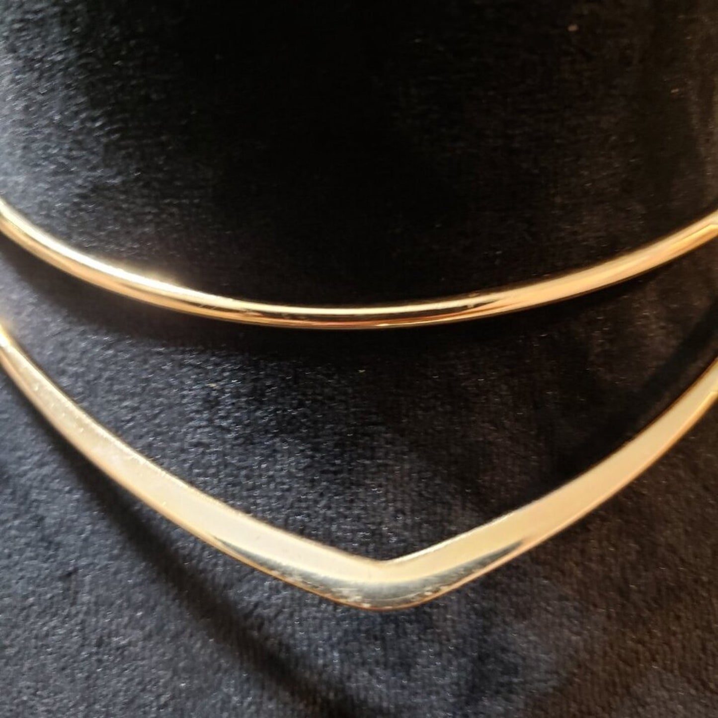 Womens Fashion Gold Tone Geometric Double-Deck Collar Necklace w/ Lobster Clasp