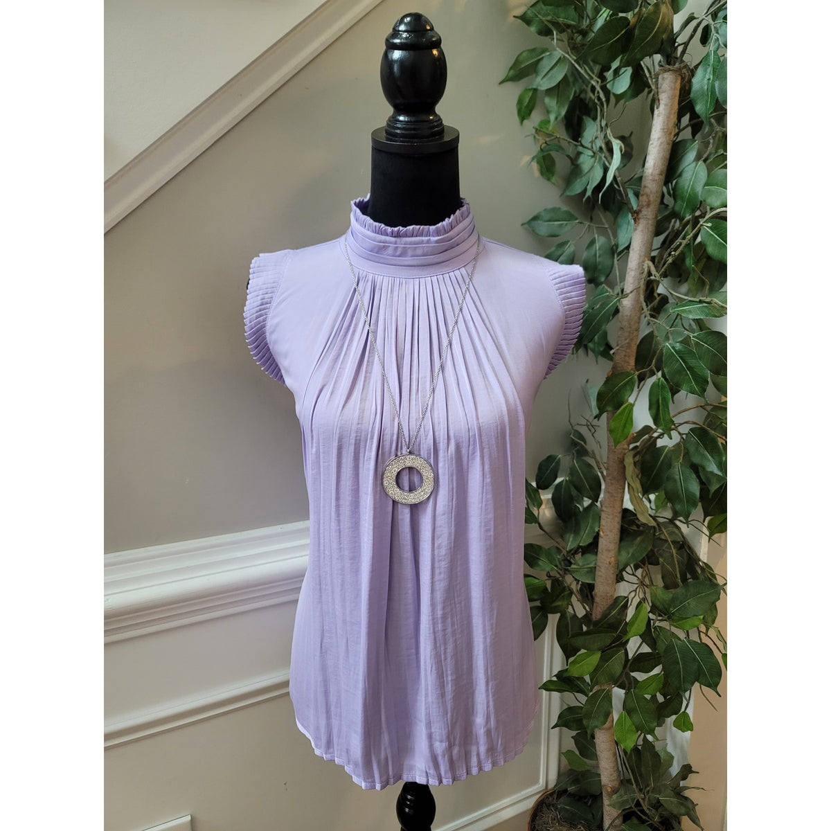 INC International Concepts Blouse Women Size XL Lilac 100% Polyester Sleeveless