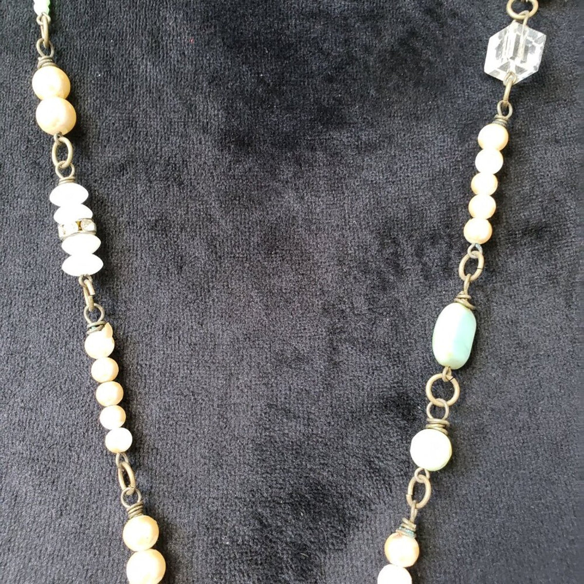 Women Yellow White Crystal Pearl Round Pendant Necklace Jewelry w/ Lobster Clasp