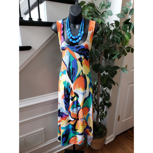 Melissa Paige Womens Multi Sleeveless Stretch Wide Strap Long Maxi Dress Size M