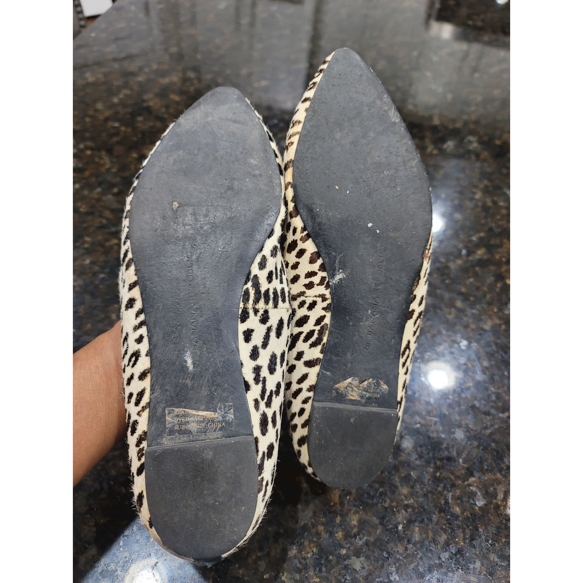 Banana Republic Pumps Women Size 8 White Brown Leopard Print Pointed Toe Slip On