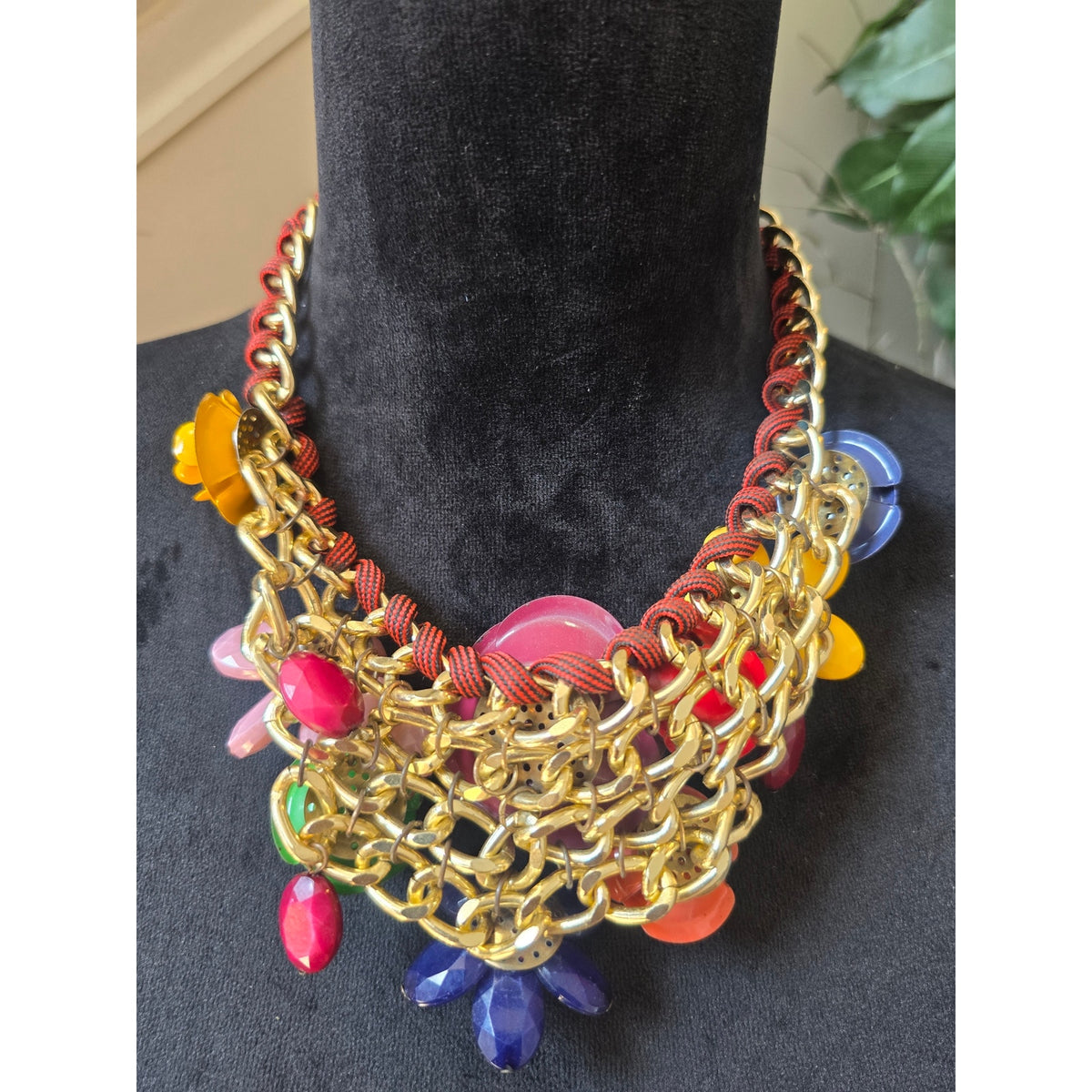 Multicolor Chunky Floral Statement Necklace