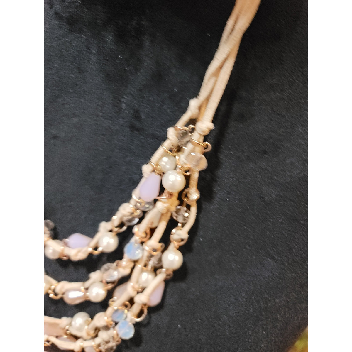 Women's Multi Layer Beaded Necklace With Lobster Clasp And Pearl Crystal Accents