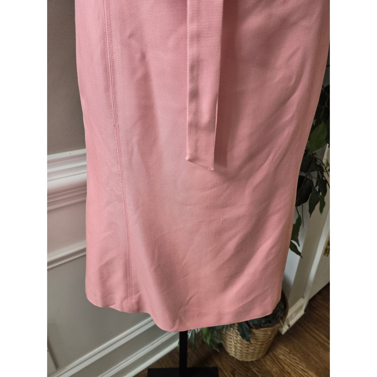 Ann Taylor Sheath Dress Women's Size 8 Pink Tie Waist Square Neck Back Zipper