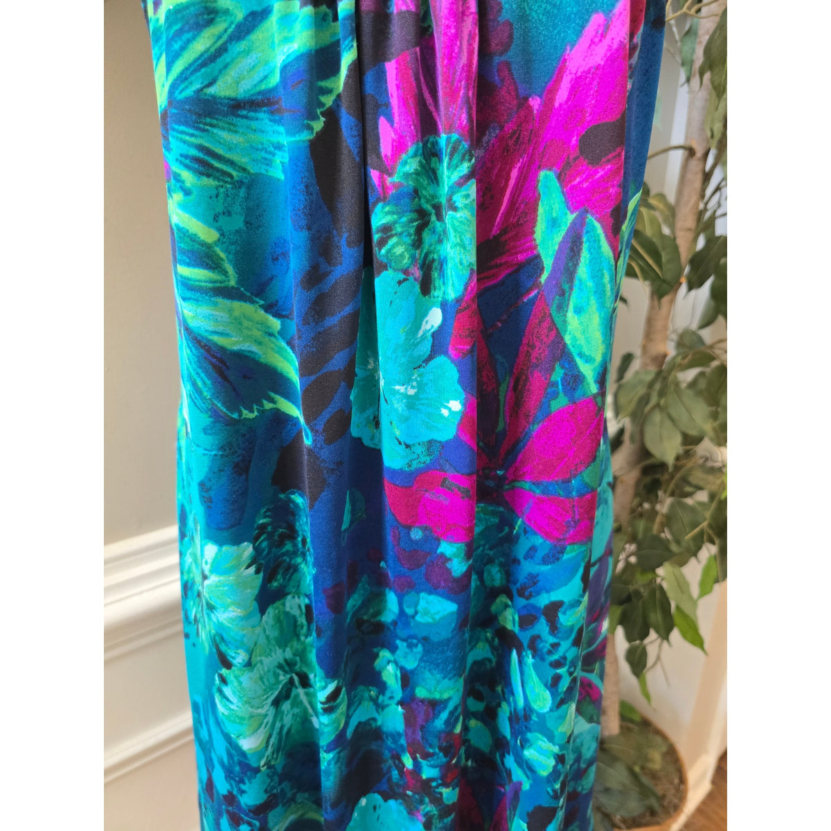 Kate & Mallory Shift Dress Women's SZ XL Multicolor Floral Pleated Back Zipper