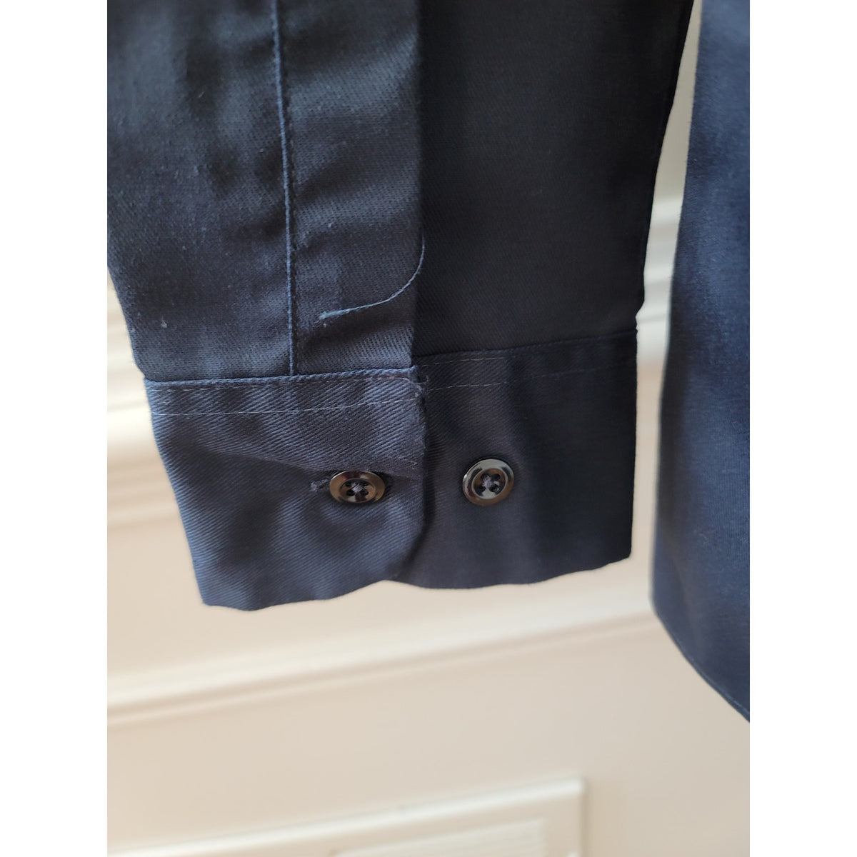 Dickies Long Sleeve Work Shirt Men's Size Large Tall Navy Blue Polyester Blend