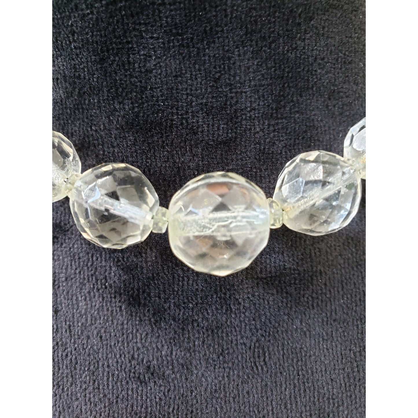 Womens Clear Faceted Large Glass Beads Necklace Jewelry with Spring Ring Clasp