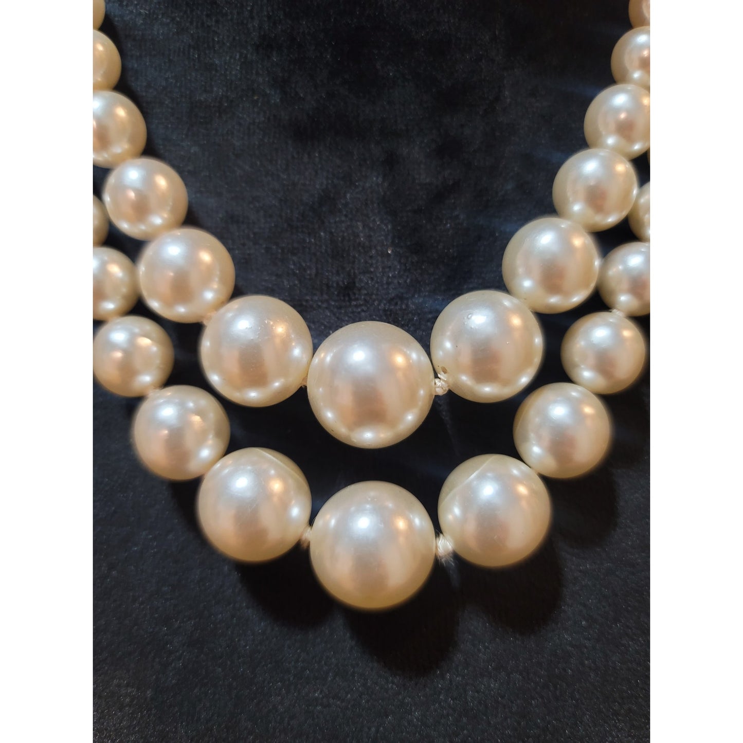 Women's Double Strand Pearl Necklace With Decorative Box Clasp Elegant Jewelry