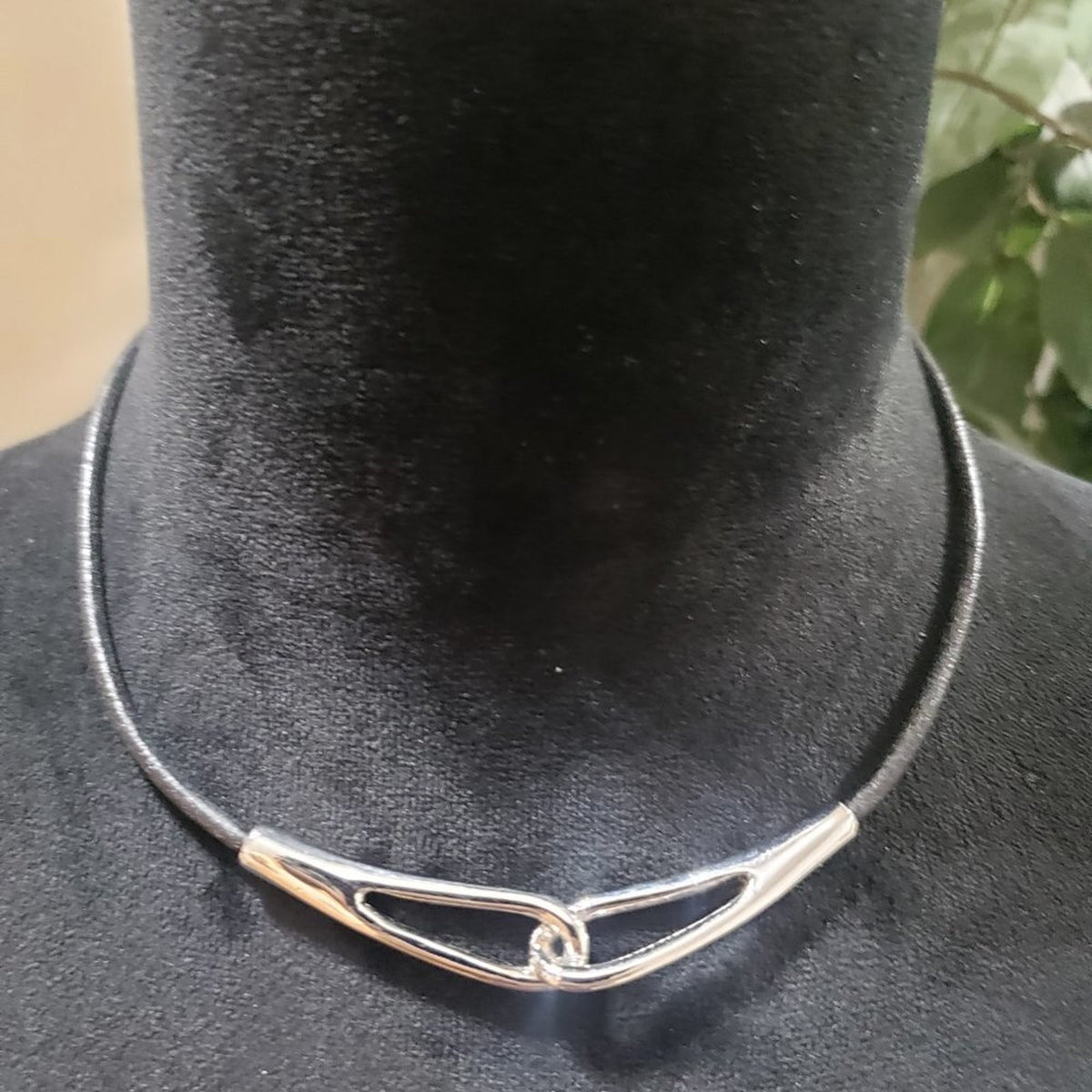 Nine West Womens Fashion Black Cord & Silver Tone Necklace with Lobster Clasp
