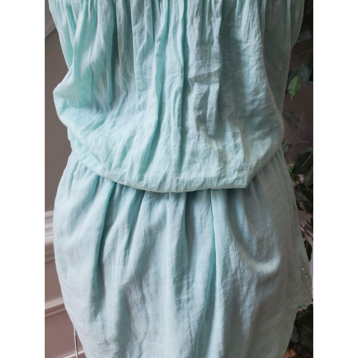 Sand & Spirit Womens Green Floral Polyester Off The Shoulder Knee Length Dress L