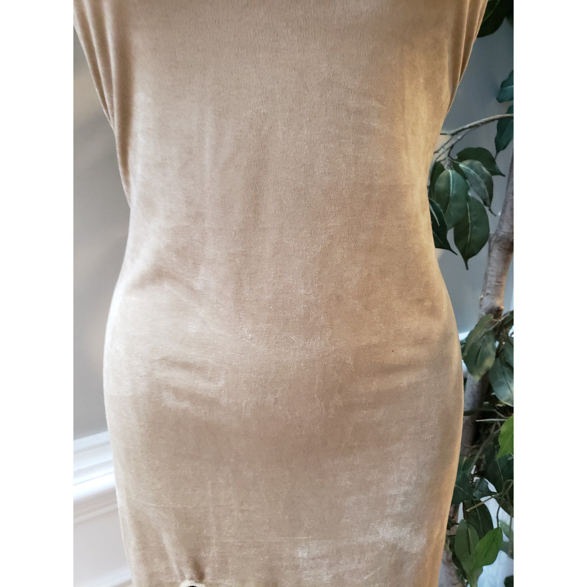 Fashion Nova Bodycon Dress Women's Size M Brown Off Shoulder Long Back Zipper