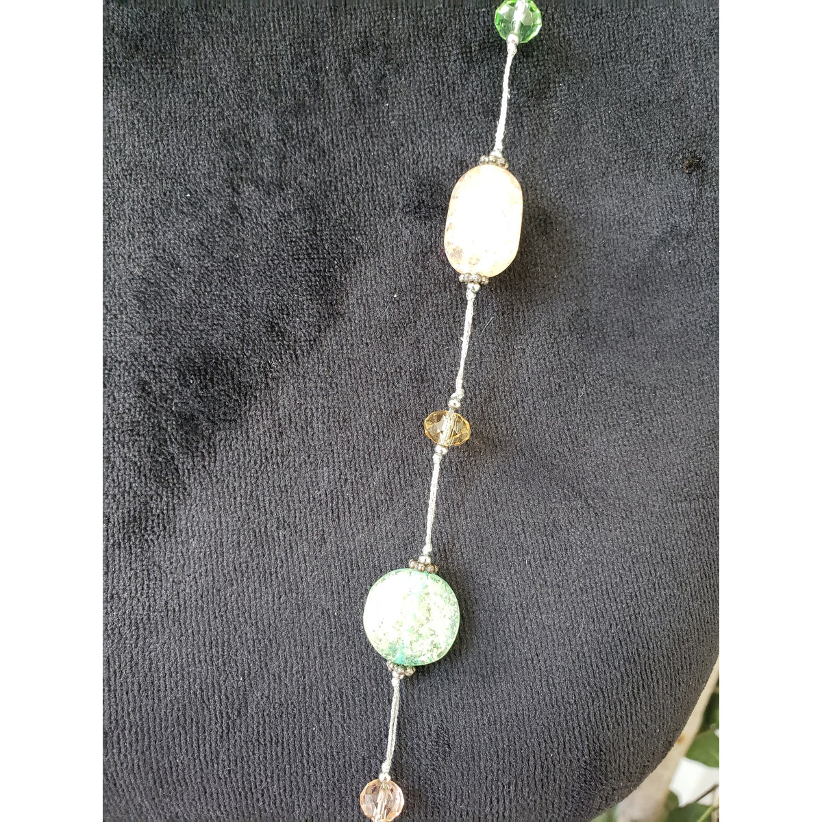 Womens Colorful Glass Beads Station Long Necklace Jewelry with Lobster Clasp