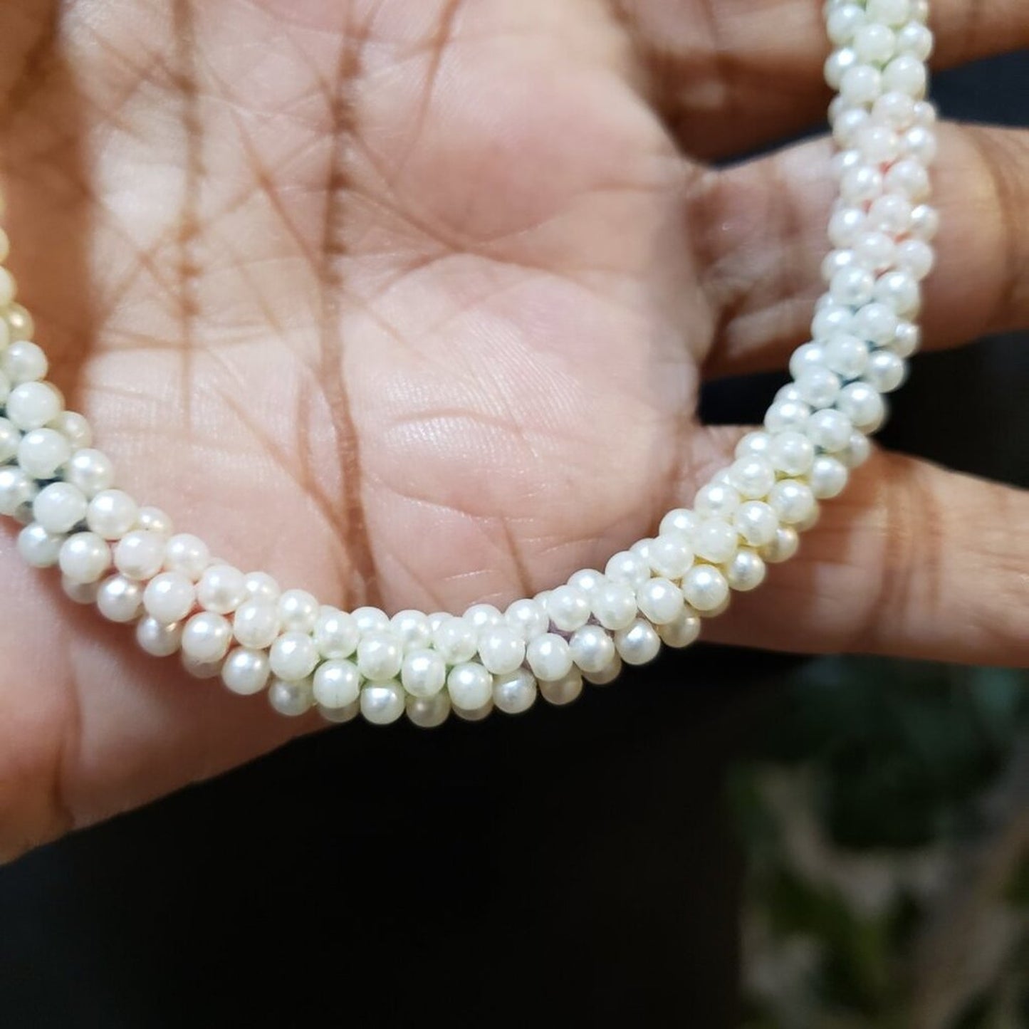 Womens Fashion White Pearl Beaded Long Elegant Cluster Strand Necklace Jewelry
