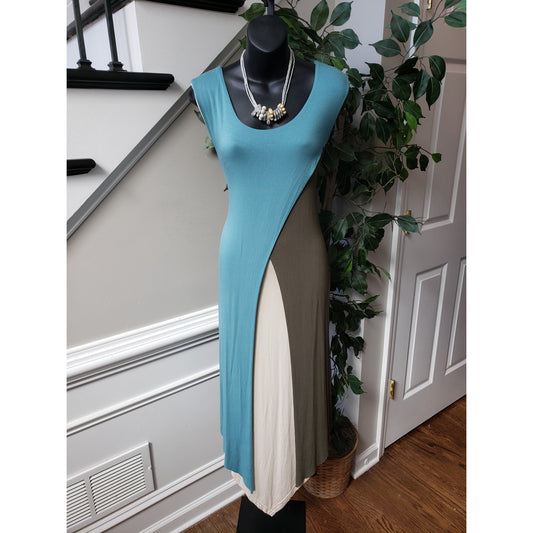OSA Casuals Long Maxi Dress Women XL Multi Stretch Viscose Sleeveless Scoop Neck