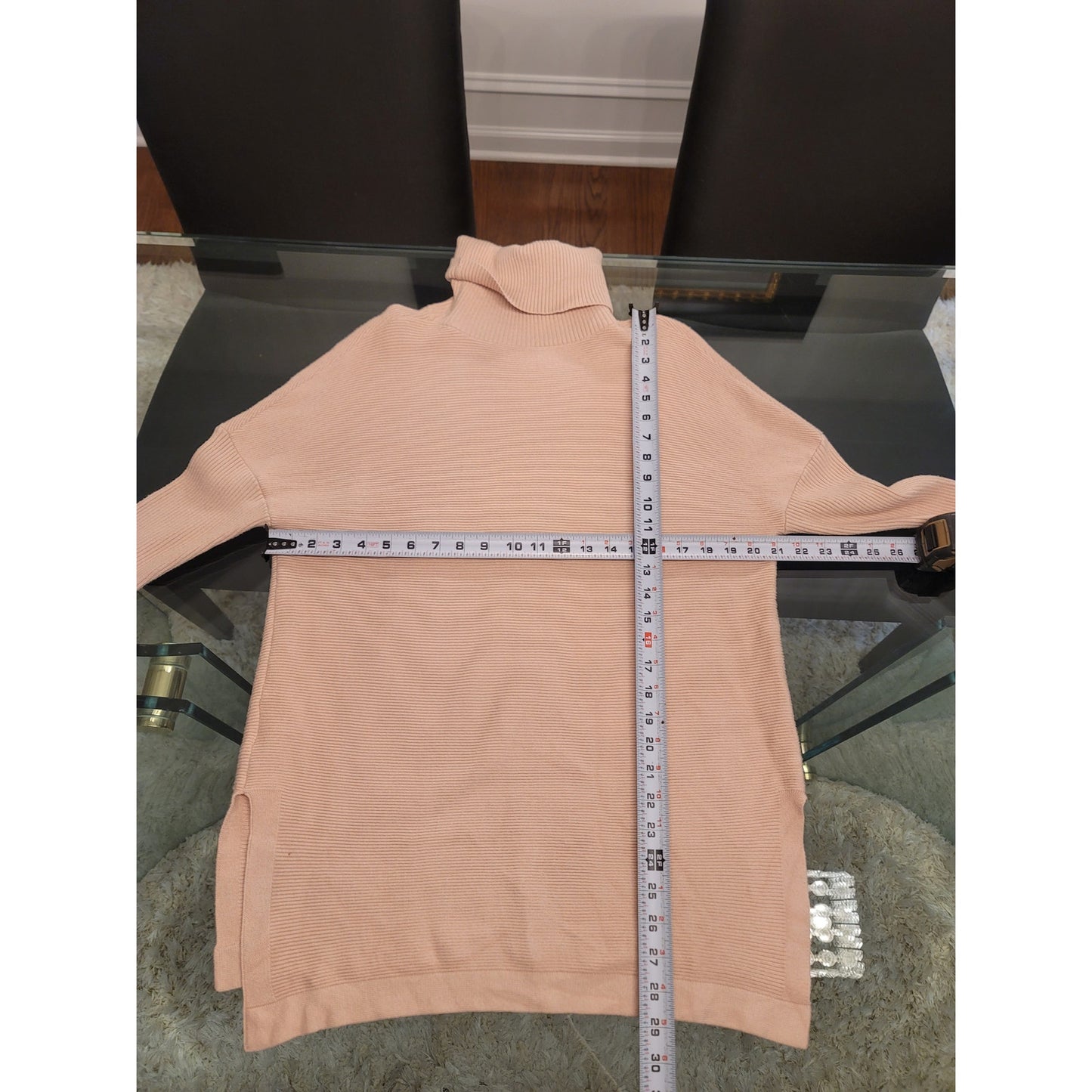 Lilly Scott Sweater Women's Medium Beige Long Sleeve Turtleneck Knit Tunic