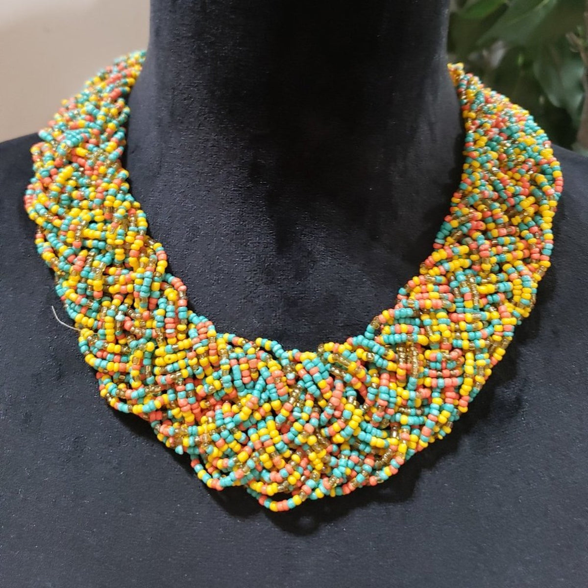 Women Fashion Bohemian Style Multi Strand Braided Colorful Beads Choker Necklace