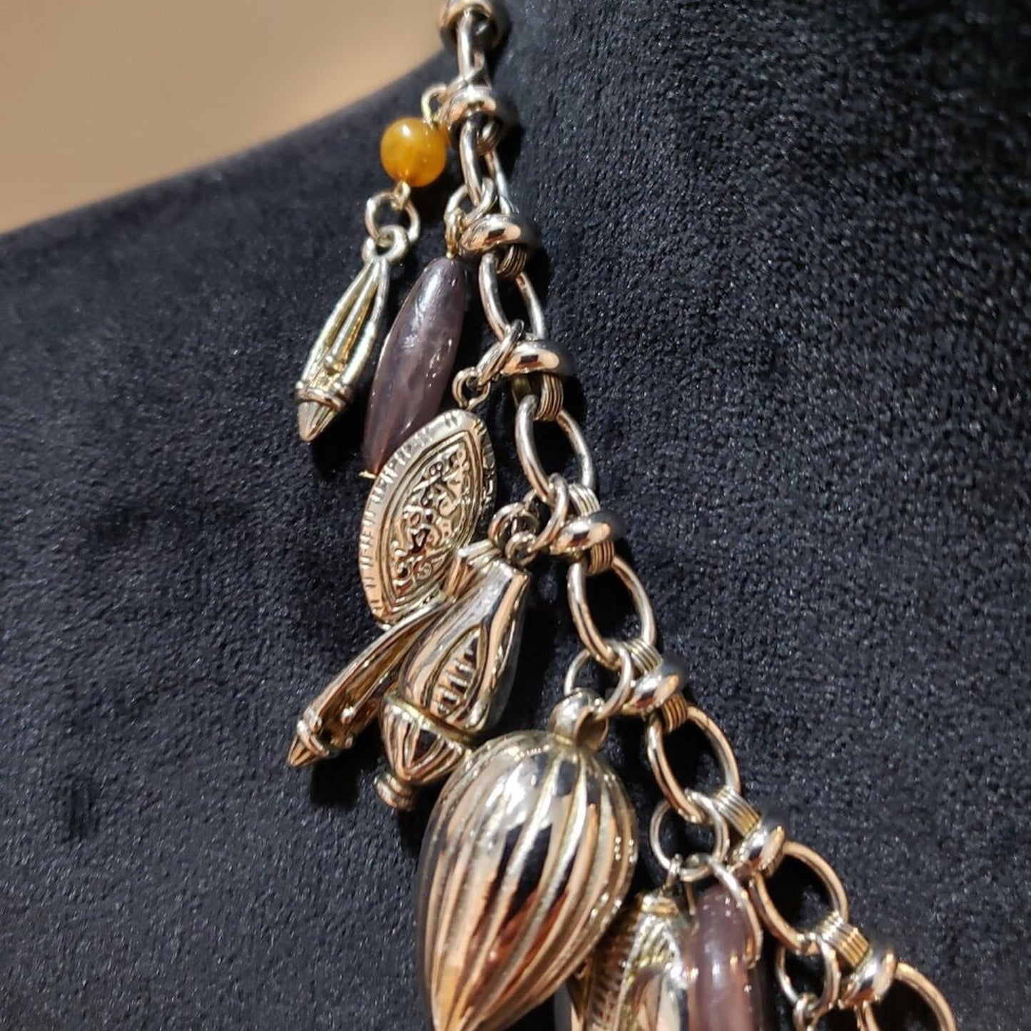 Womens Fashion Multicolor Banded Agate Stone Charm Necklace with Lobster Clasp