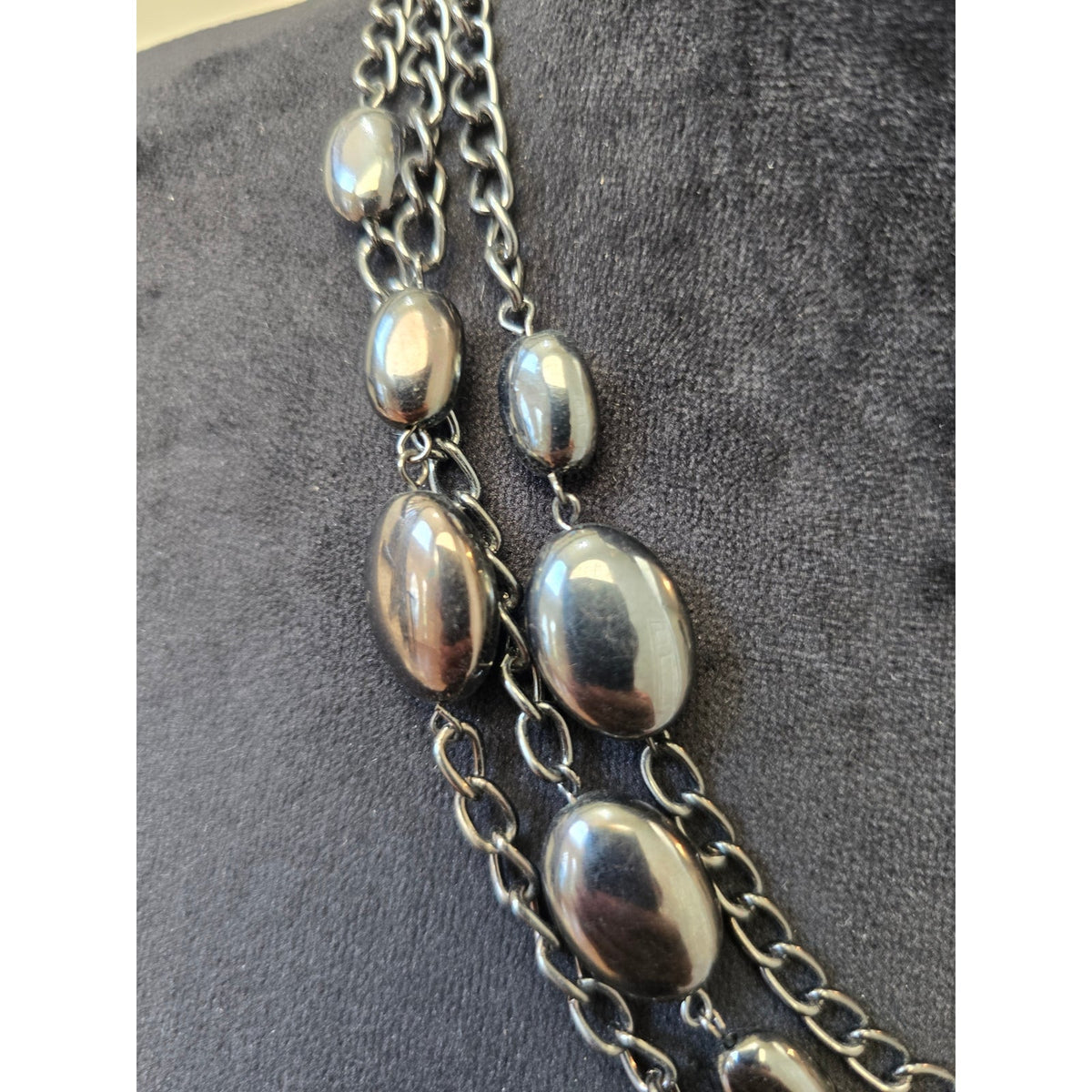 Dobney Designs Women's Multi-strand Silver-tone Chain Beaded Statement Necklace