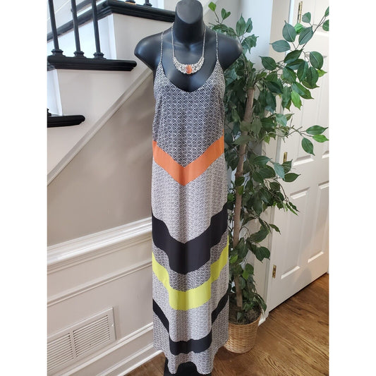 Old Navy Womens Multicolor Polyester Scoop Neck Sleeveless Long Maxi Dress Large
